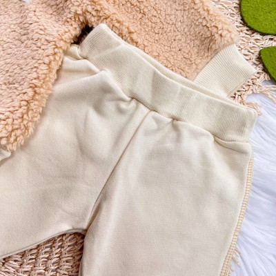  Conj. Jaqueta de Pelinho Time e Calça de Moletom - Areia